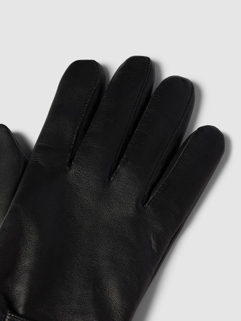 Handschuhe aus Lammleder mit Label-Prägung Modell 'Helkop' in schwarz
