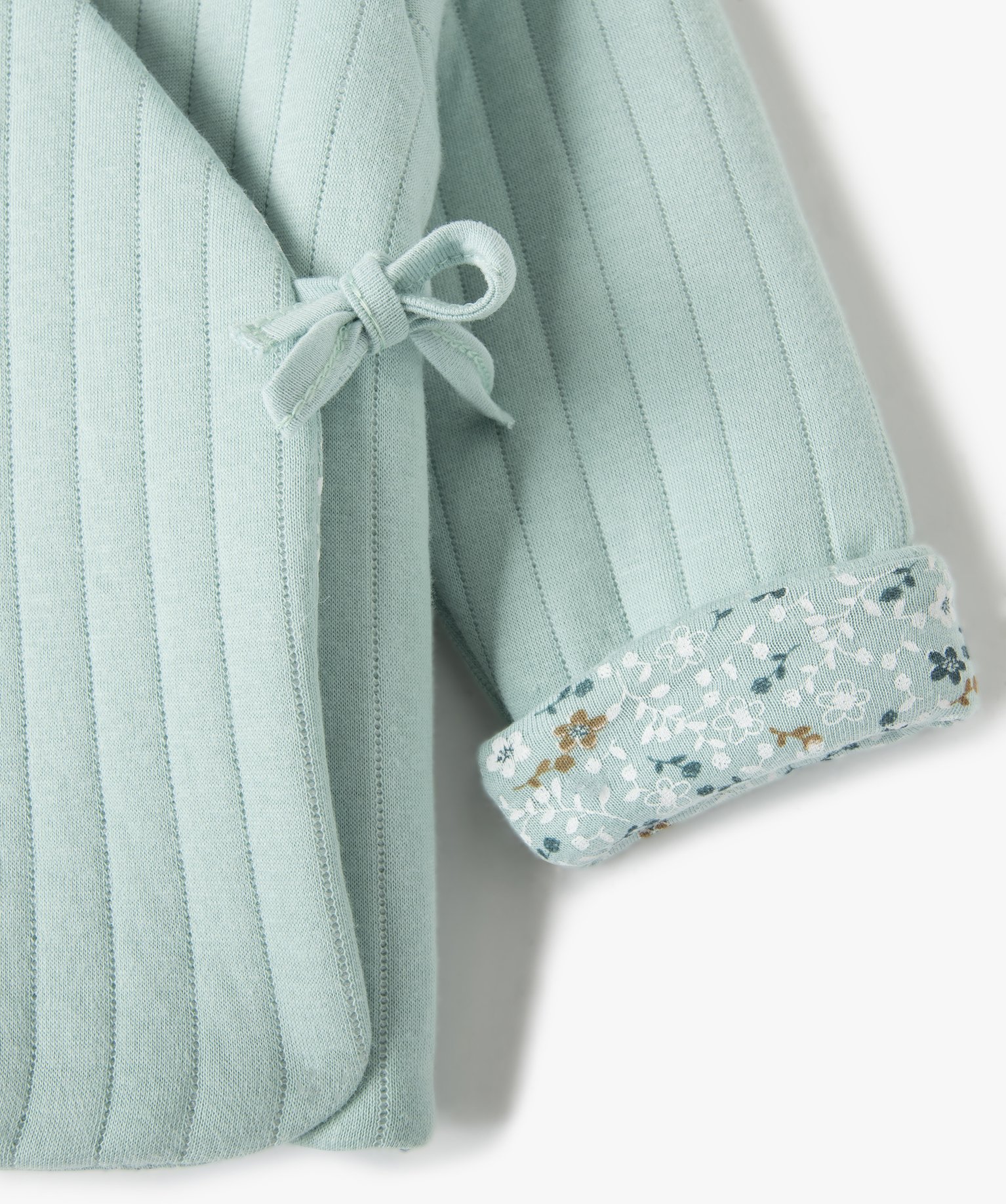 Gilet bébé matelassé fermeture cache-cur doublure fleur... vert | GEMO