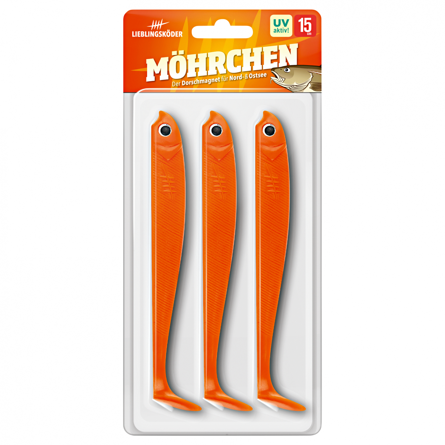 Lieblingsköder Gummifisch Hechtköder (15 cm, Möhrchen)