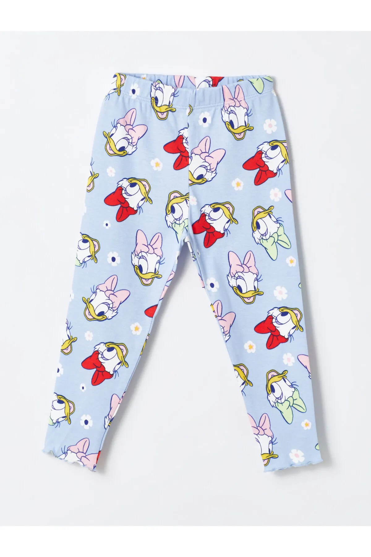 LC Waikiki  Langarm-Pyjama-Set für Babys mit Rundhalsausschnitt und Gänseblümchen-Enten-Aufdruck