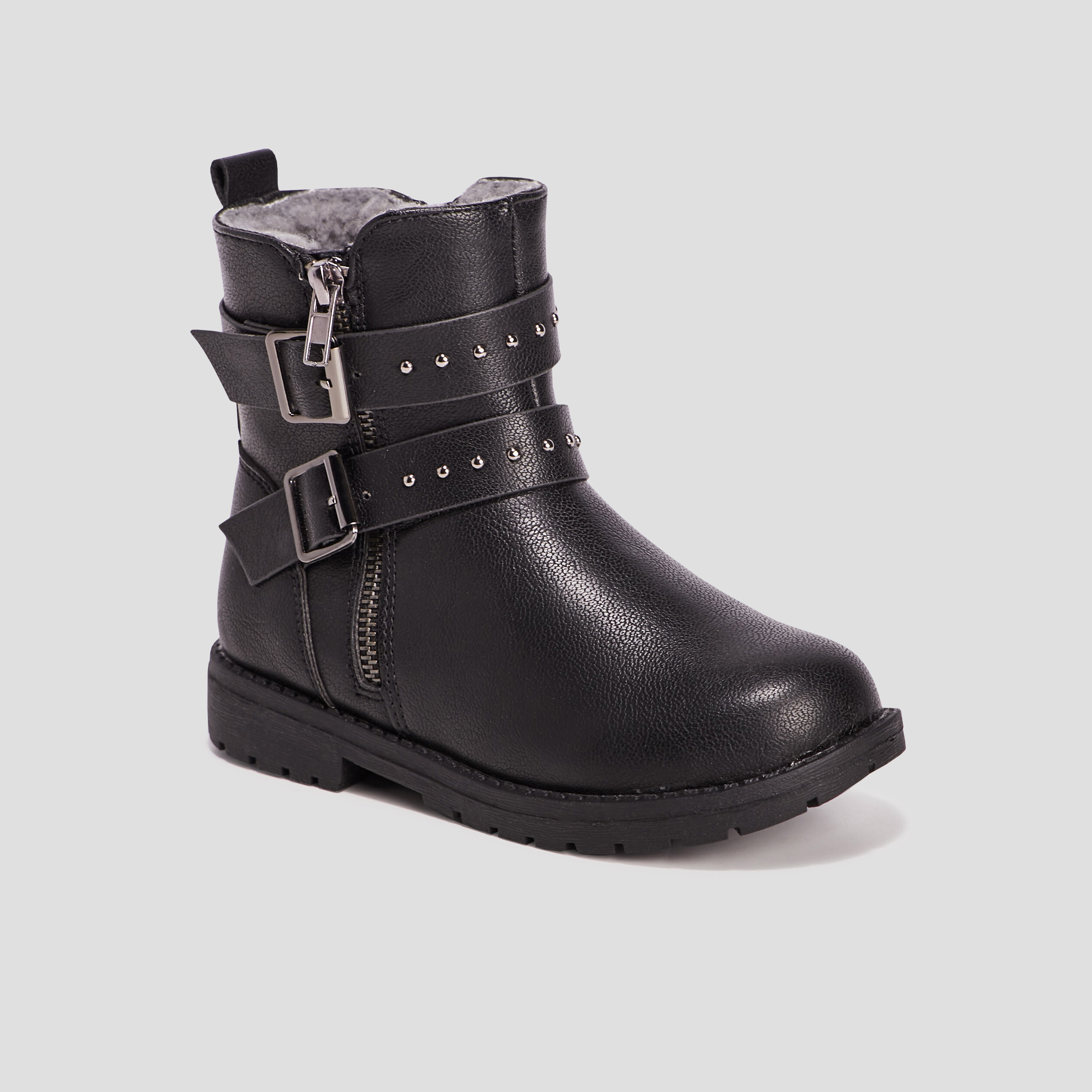 Bottines avec brides et clous noir fille | La Halle