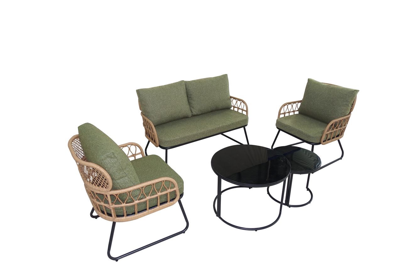 Happy Home Happy Home Rattan-Gartenset 5 tlg. mit Sitzkissen HGS51-GRN, grün