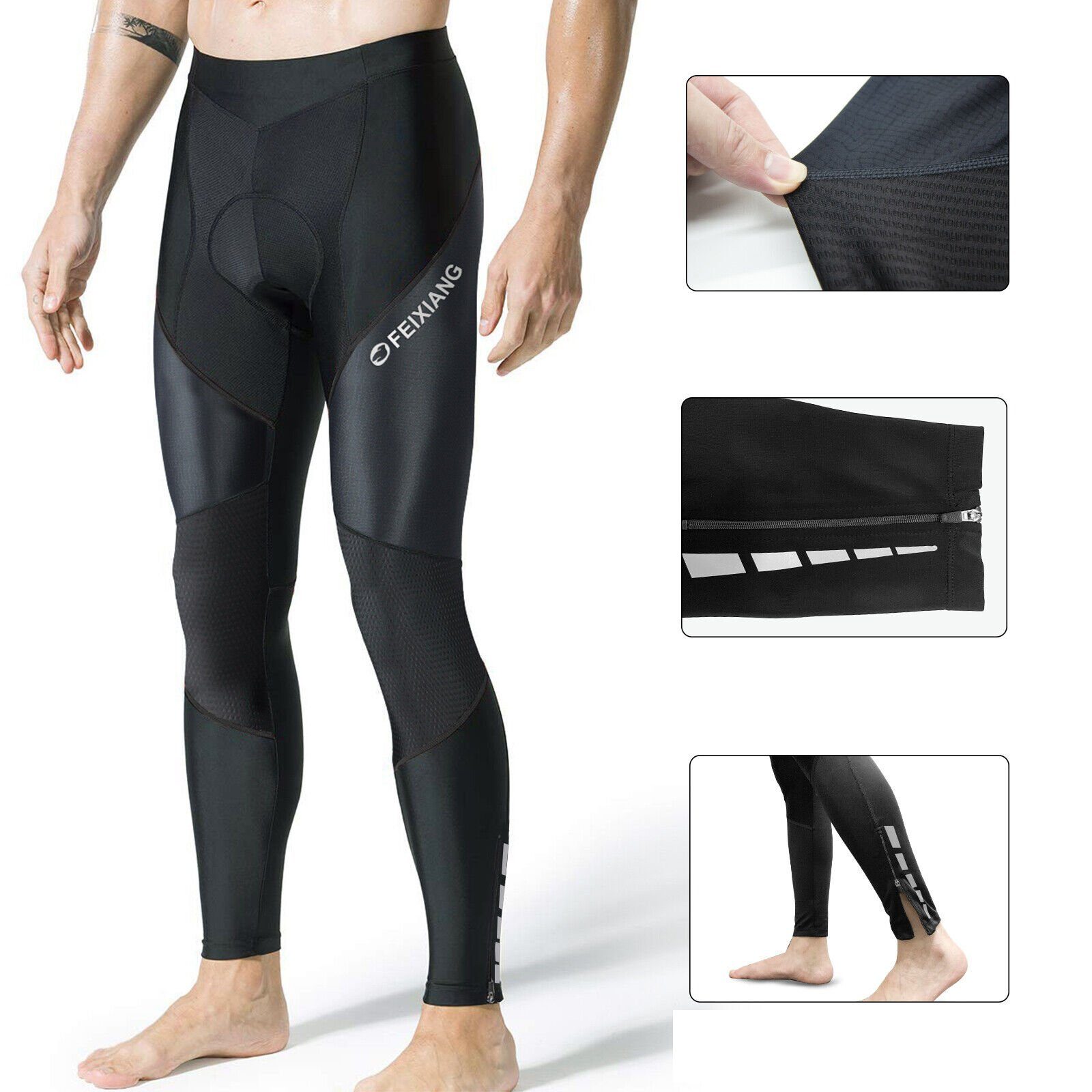 MEETYOO Fahrradhose Herren Lange Fahrradhose (Radlerhose Kompression, Radfahren Radhose) 3D Gel Laufhose Sport MTB Hose