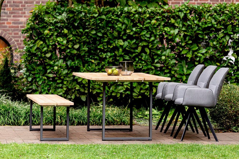 NIEHOFF GARDEN Gartentisch Niehoff Noah Tisch Aluminium Profilkufe Anthrazit/Teak (1)
