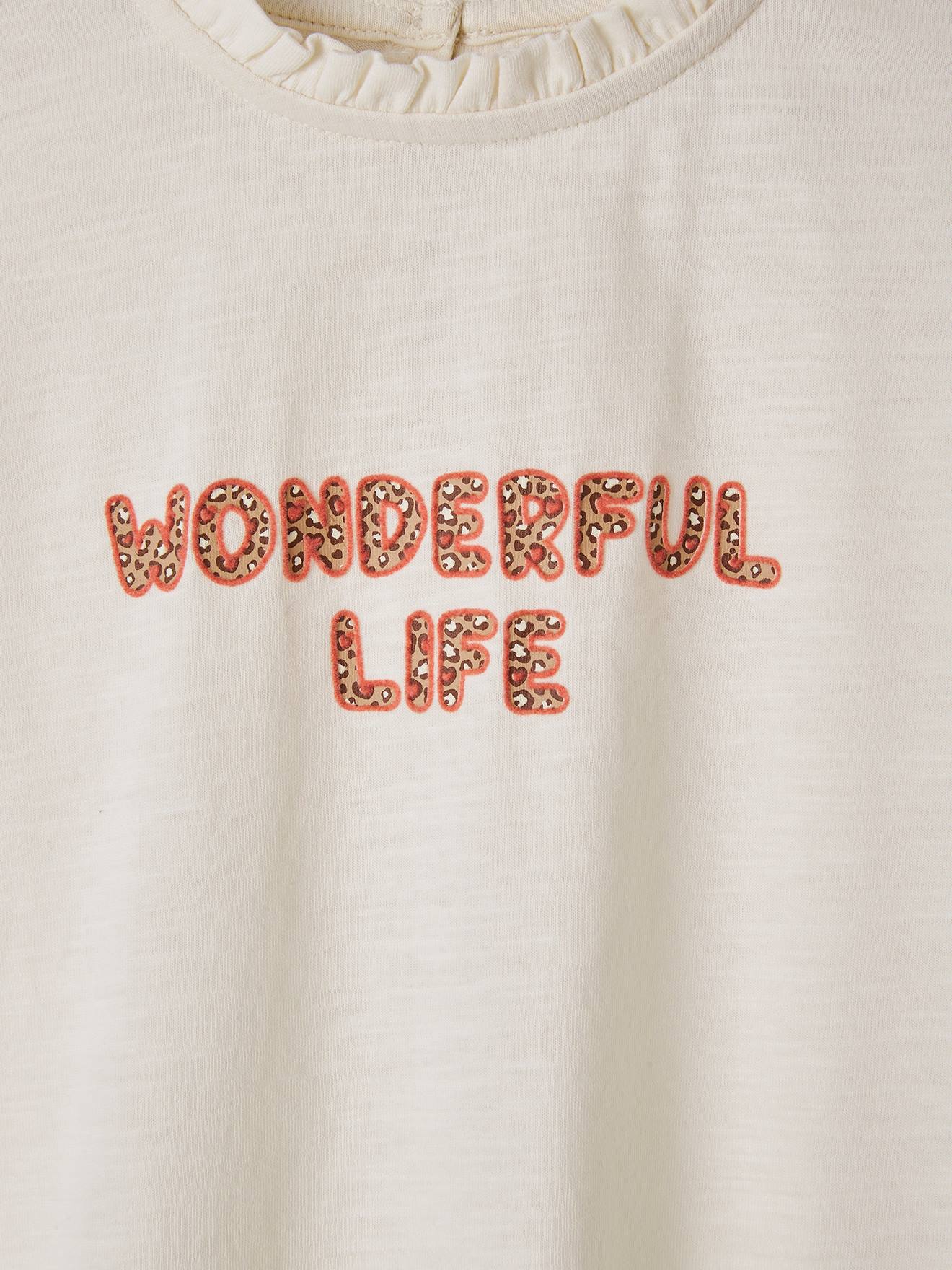 Vertbaudet Mädchen T-Shirt mit Leopardenmotiv Oeko-Tex - vanille