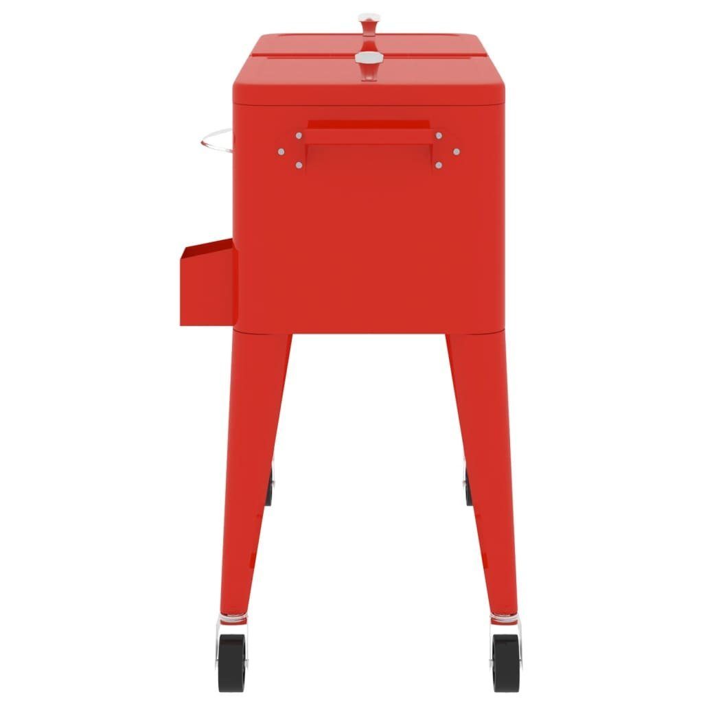 vidaXL Kühlbox Kühlwagen mit Rollen Rot 92x43x89 cm Servierwagen Kühlbox