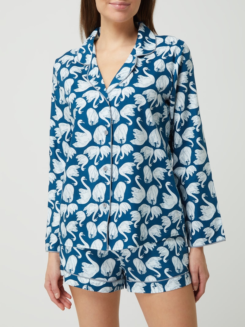 Pyjama-Oberteil aus Baumwoll-Modal-Mix Modell 'Maria' in hellblau