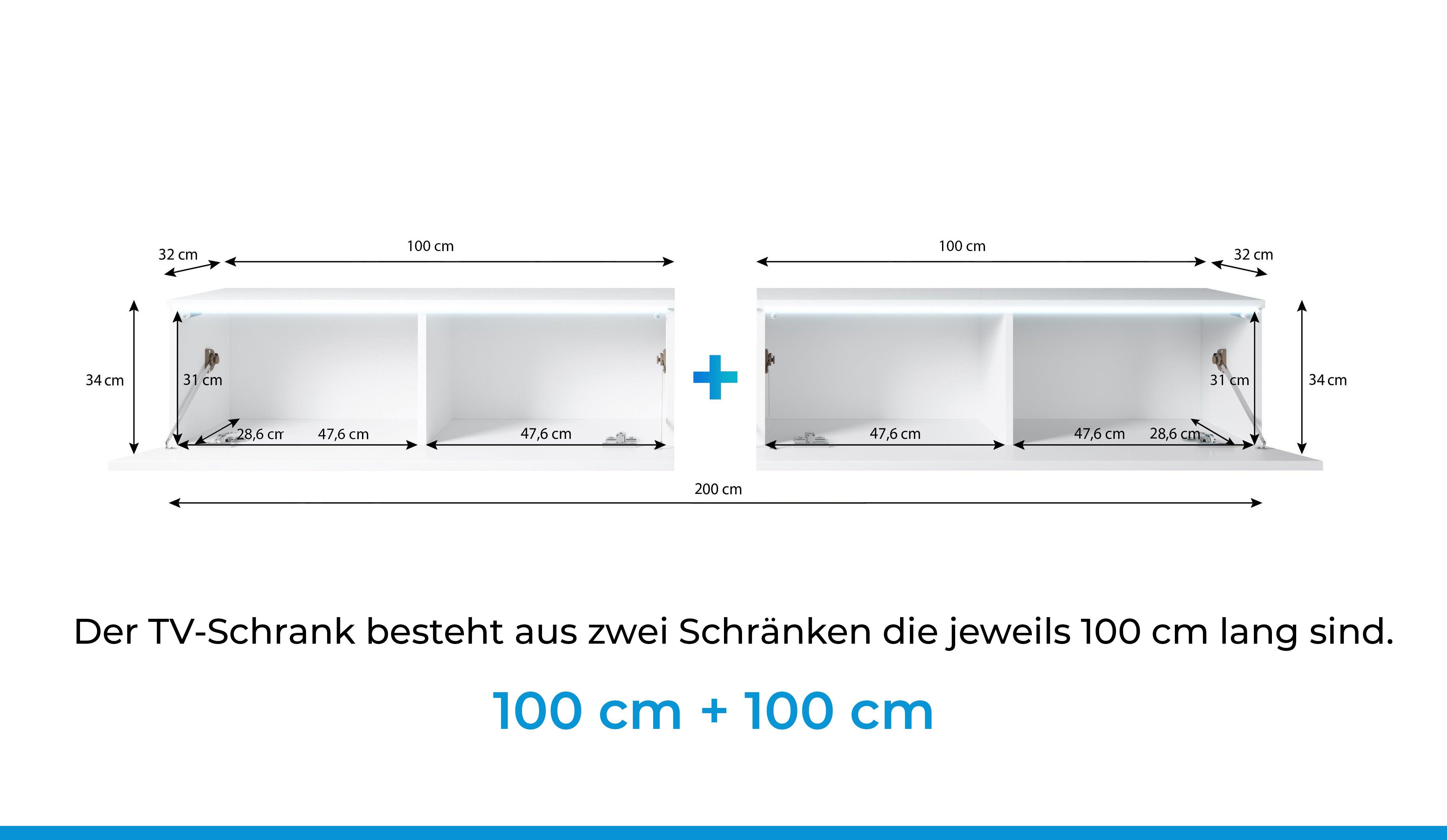 Furnix TV-Board BARGO Lowboard Fernsehschrank, B200 x H34 x T32 cm