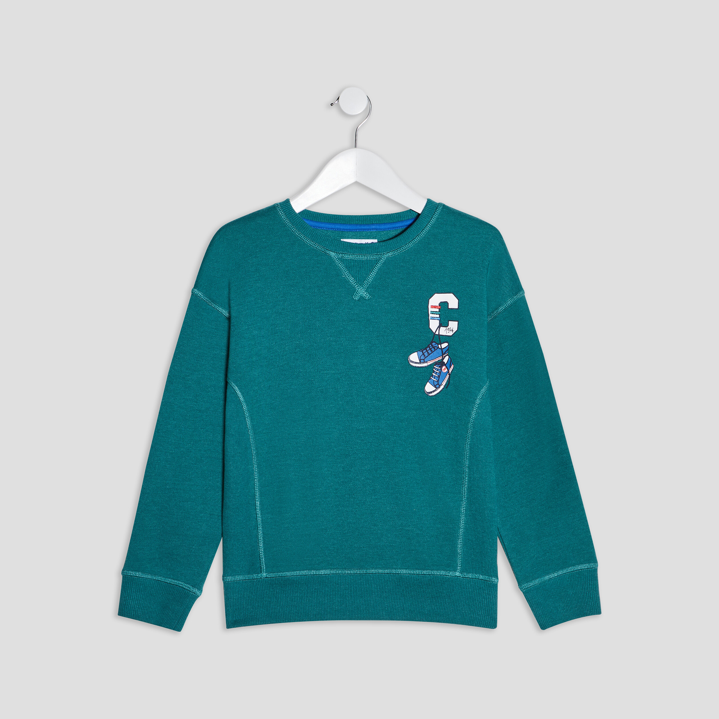 Sweat manches longues Creeks vert émeraude garçon | La Halle
