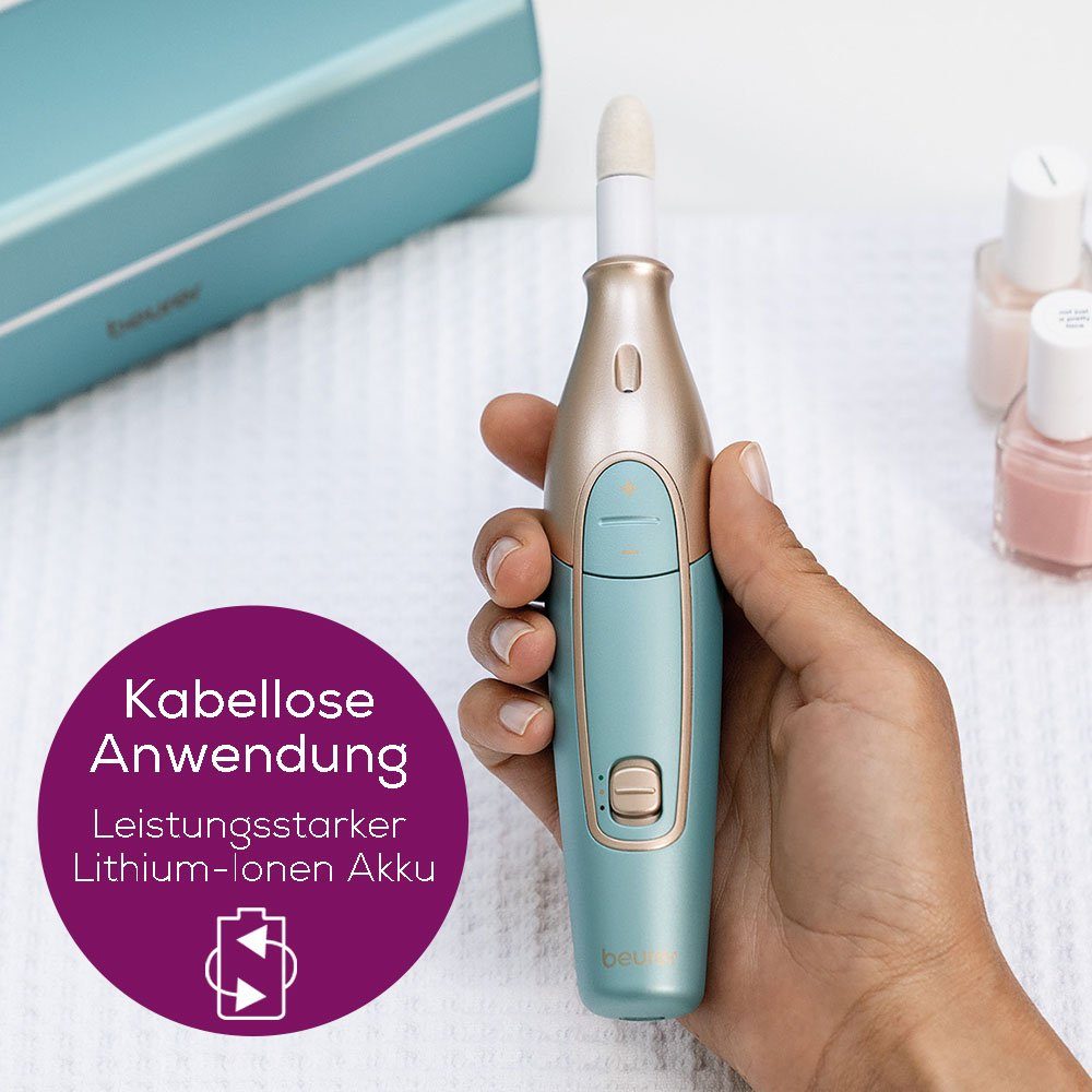 BEURER Maniküre-Pediküre-Set MP 84, wiederaufladbar, inkl. 10 Aufsätze, mit LED-Licht