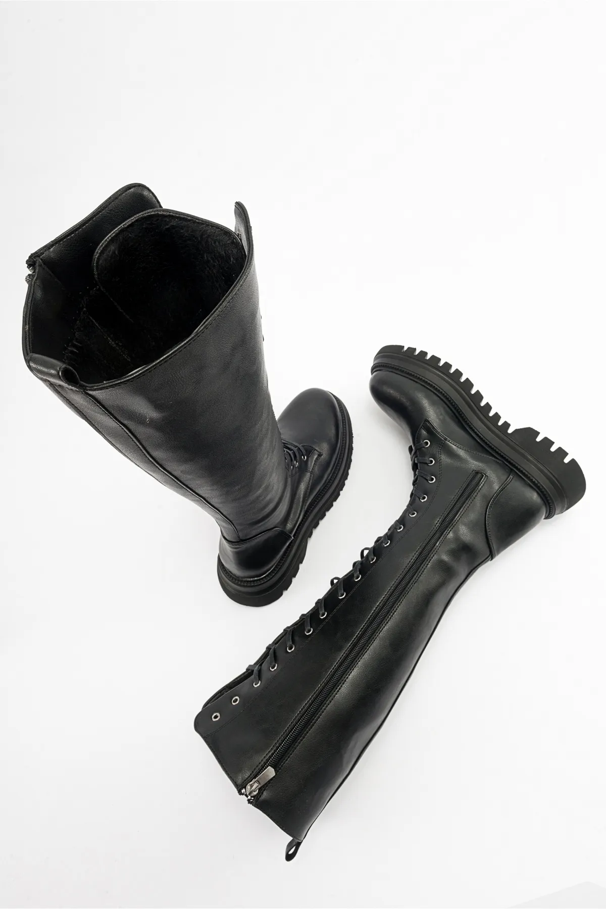 LuviShoes  PEGOS Schwarze Schnürstiefel für Damen mit Reißverschluss