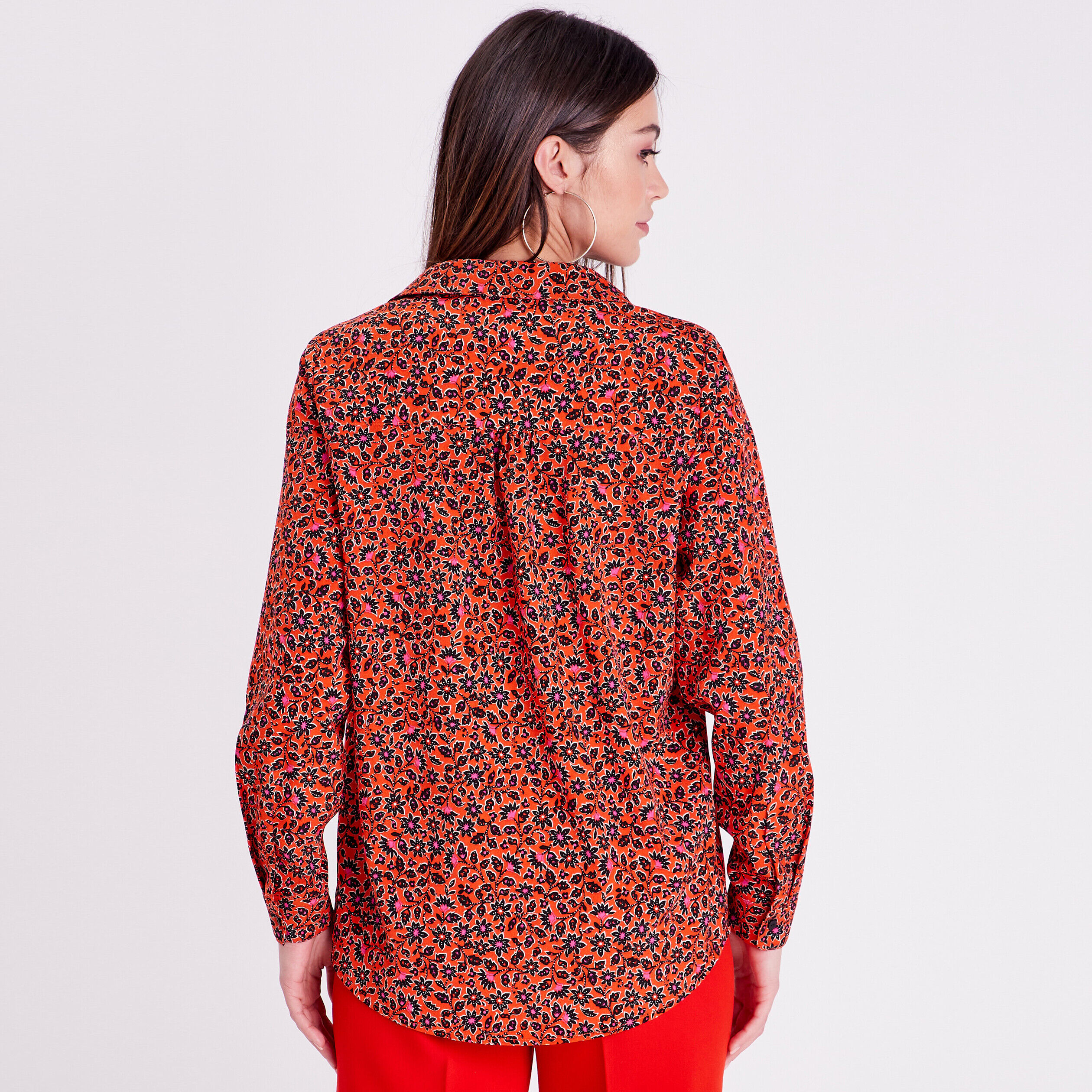Chemise à manches longues orange femme | Cache Cache