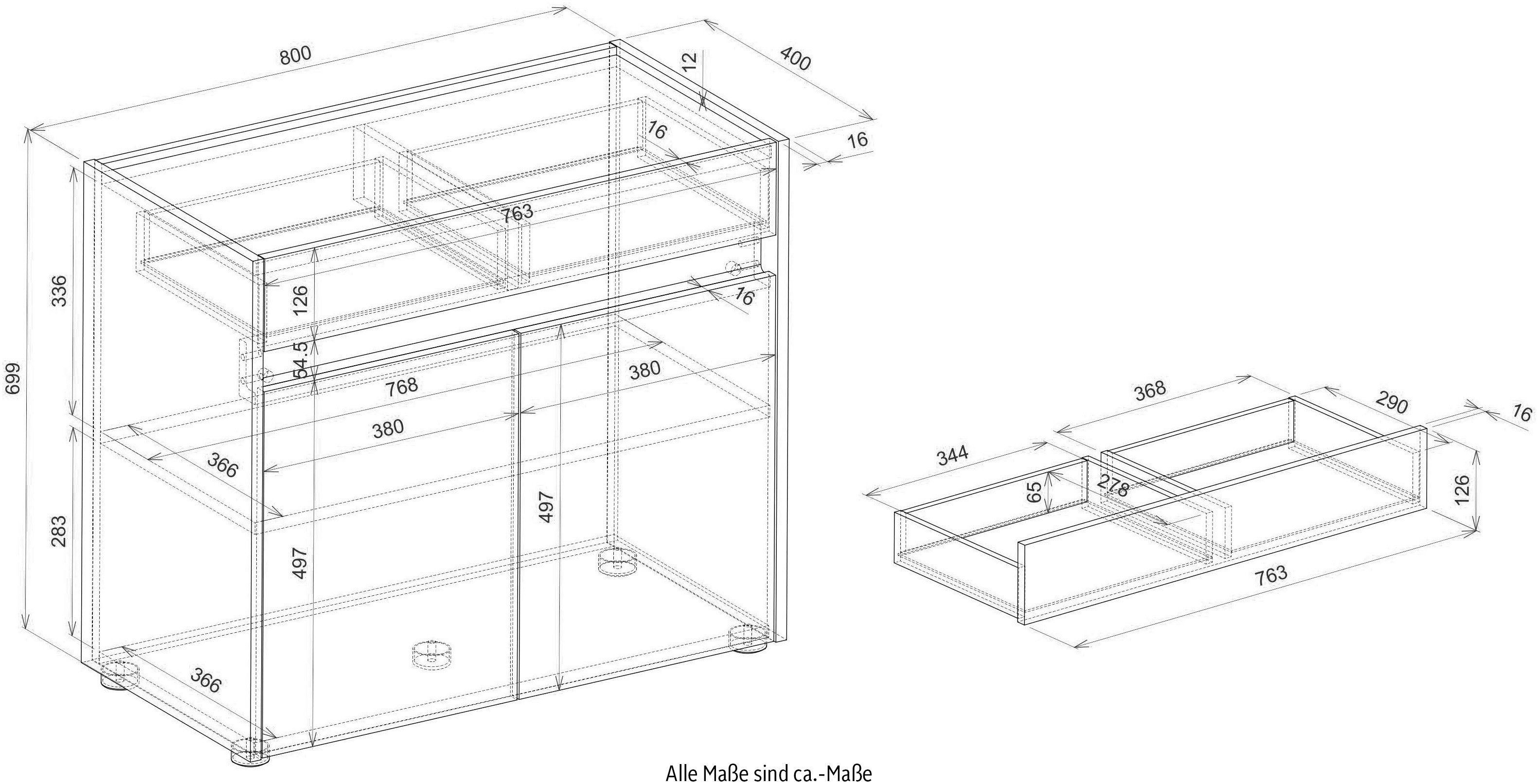 INOSIGN Kommode CiTY/GiRON, Aktenschrank, wohnliches Home Office, Breite 80 cm