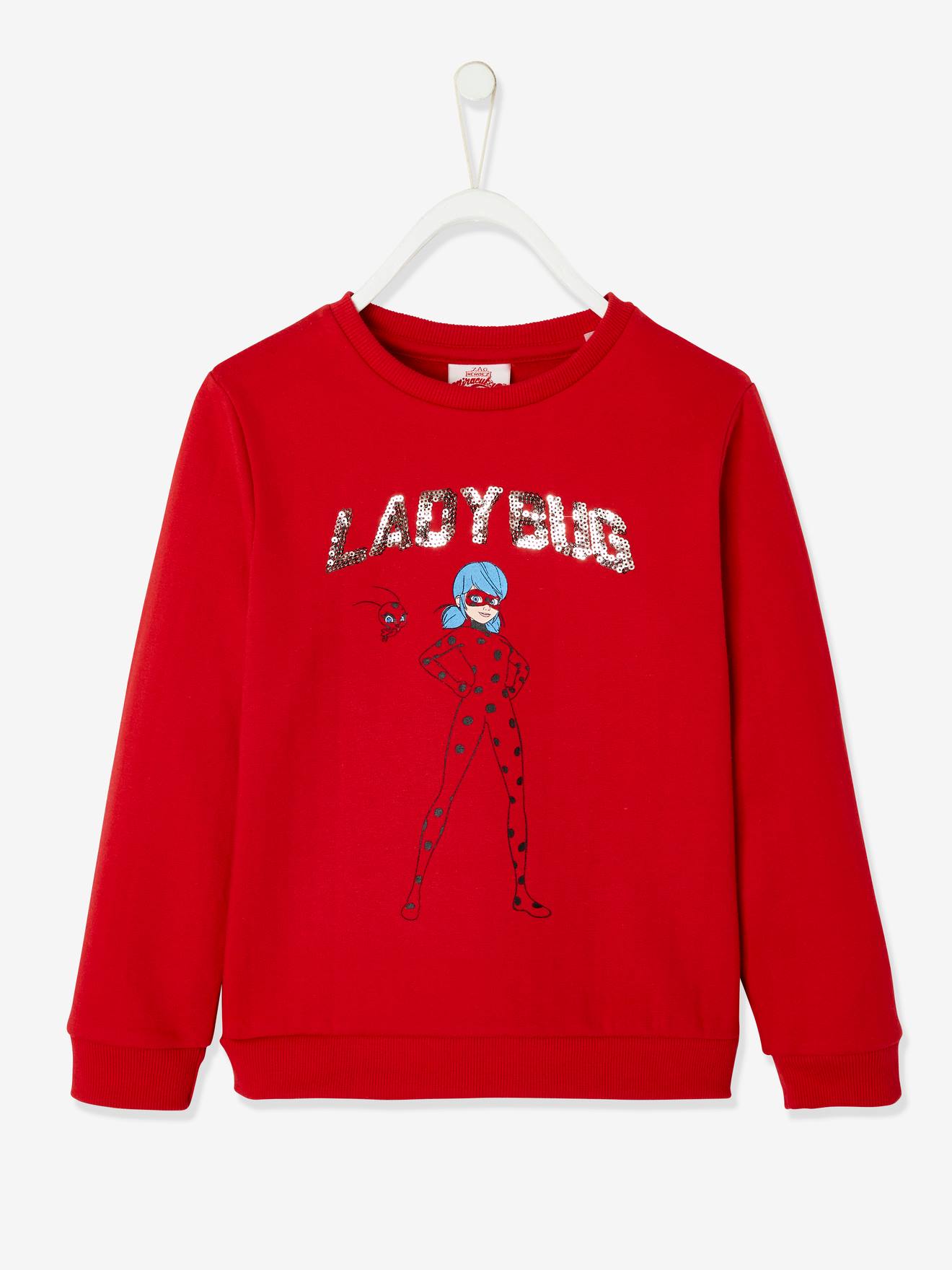 Sweat fille Miraculous® rouge anime placée