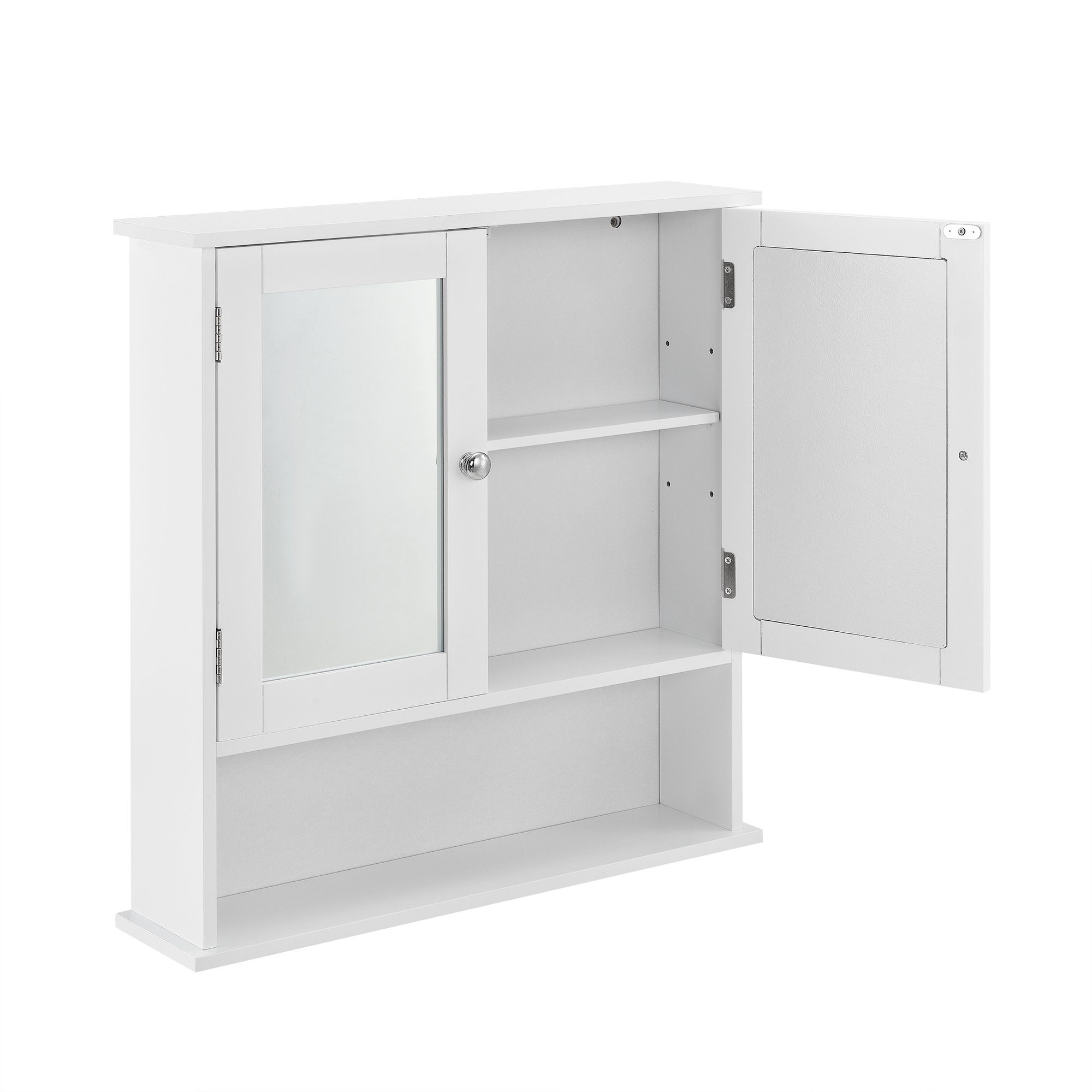 en.casa Badezimmerspiegelschrank Freren Spiegelschrank 58x56x13cm Weiß