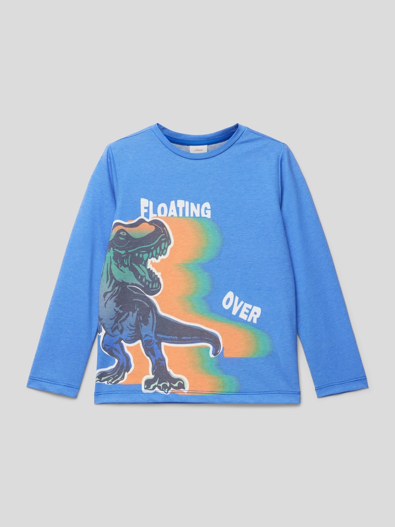 Longsleeve mit Motiv-Print in royalblau