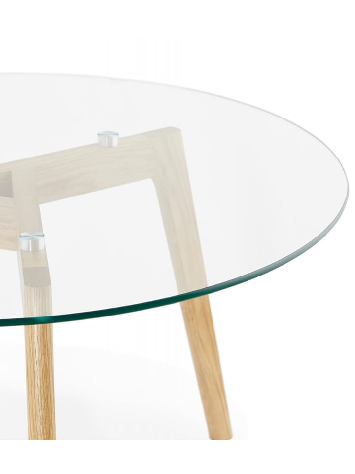 KADIMA DESIGN Runder Glas Couchtisch mit Eichenholz Beinen | Zeitgenössisch günstig kaufen onesize