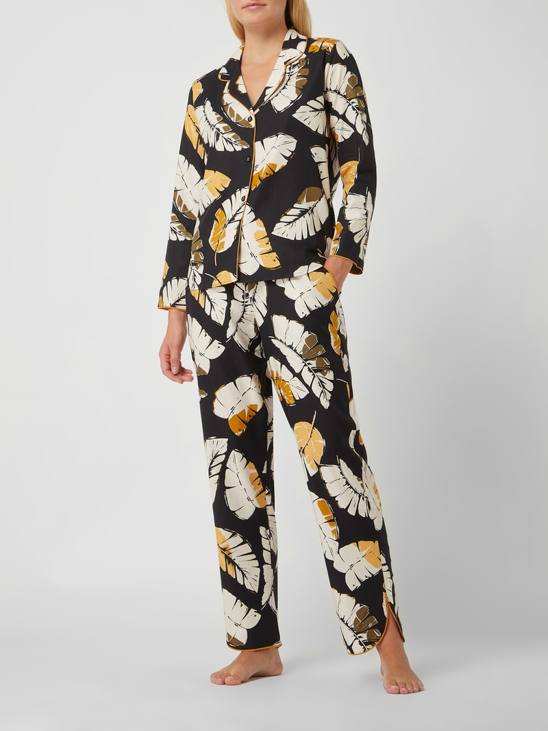 Pyjama-Oberteil mit Allover-Muster Modell 'Annie' in schwarz