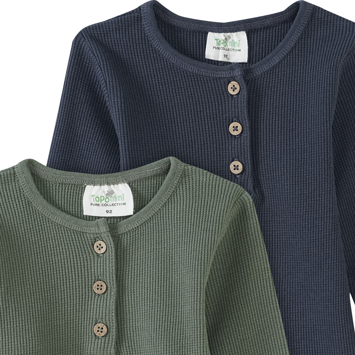 2 Baby Langarmshirts aus Waffel-Piqué