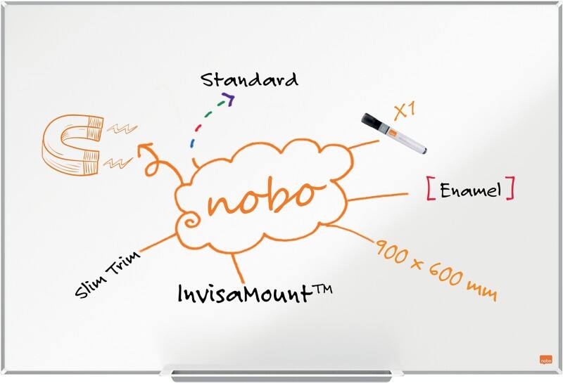Nobo Impression Pro Whiteboard 1915395 Wandmontiert Magnetisch Emaille 90 x 60 cm Schlanker Rahmen