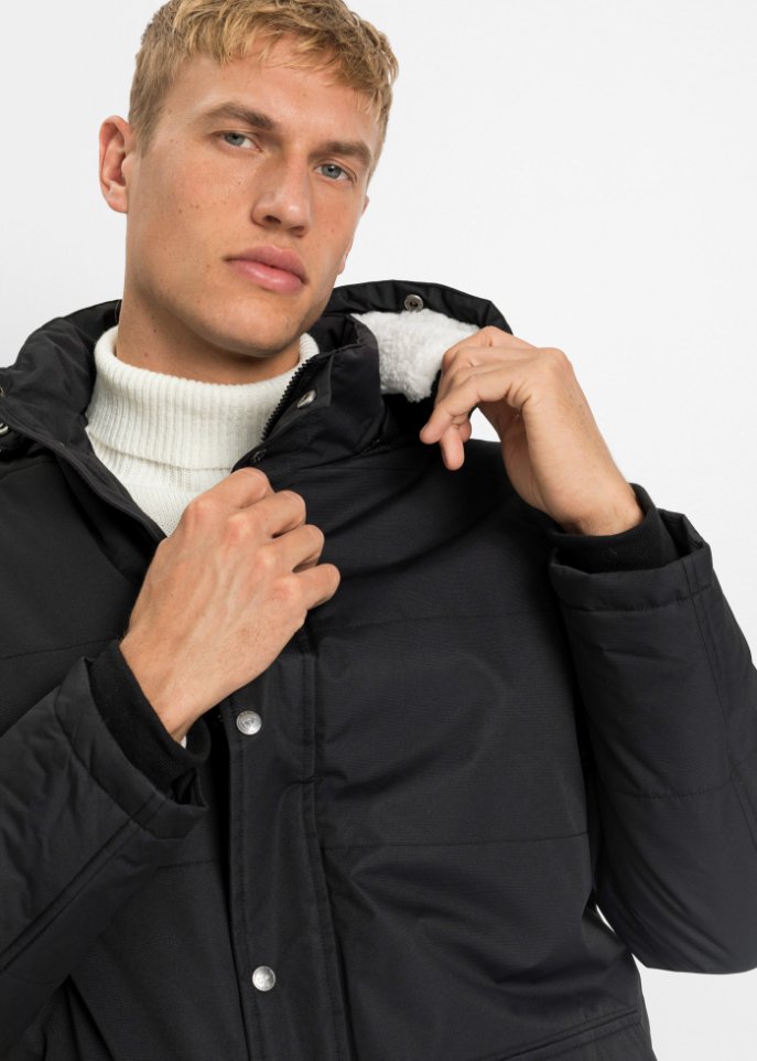 Lange Winter-Steppjacke mit recyceltem Polyester