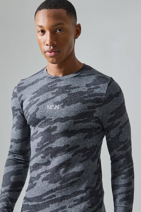 Man Active nahtloses Camouflage Top