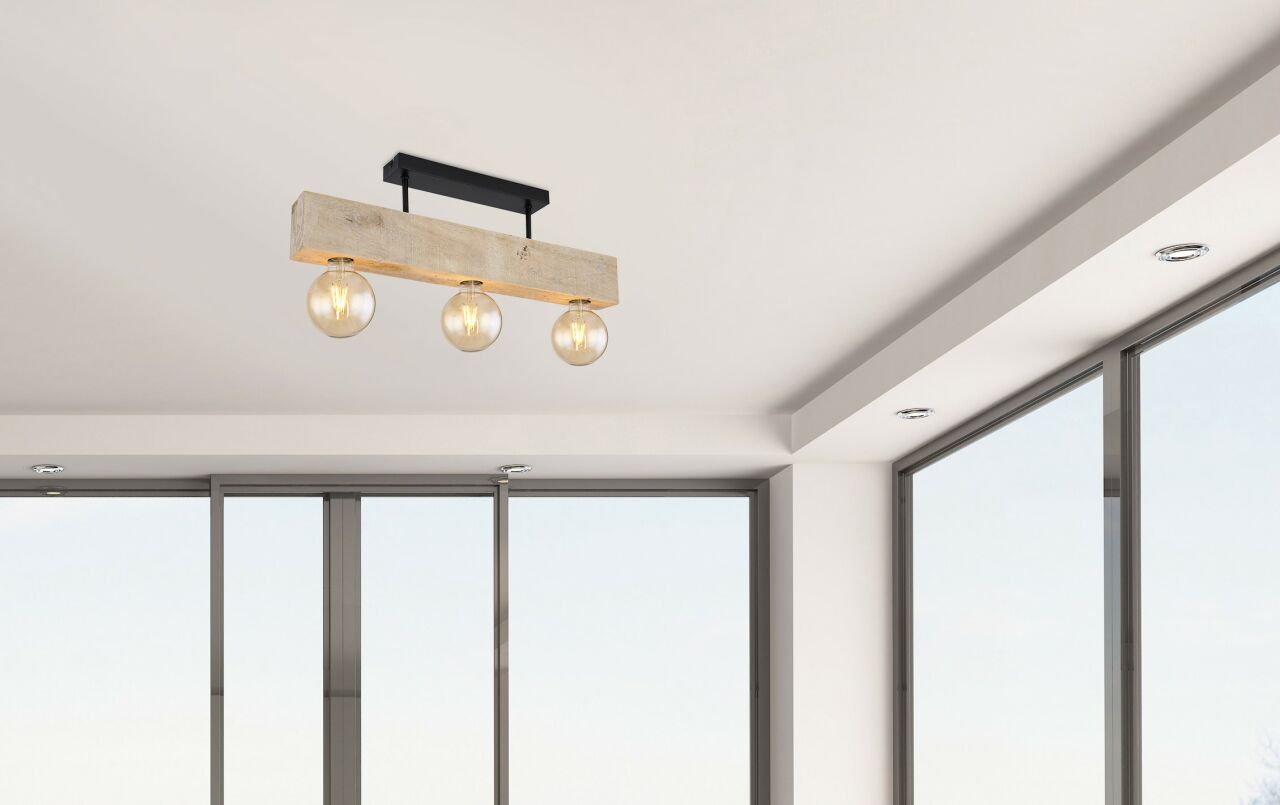 Globo Lighting - ADALIE - Deckenleuchte Metall schwarz matt, 3x E27