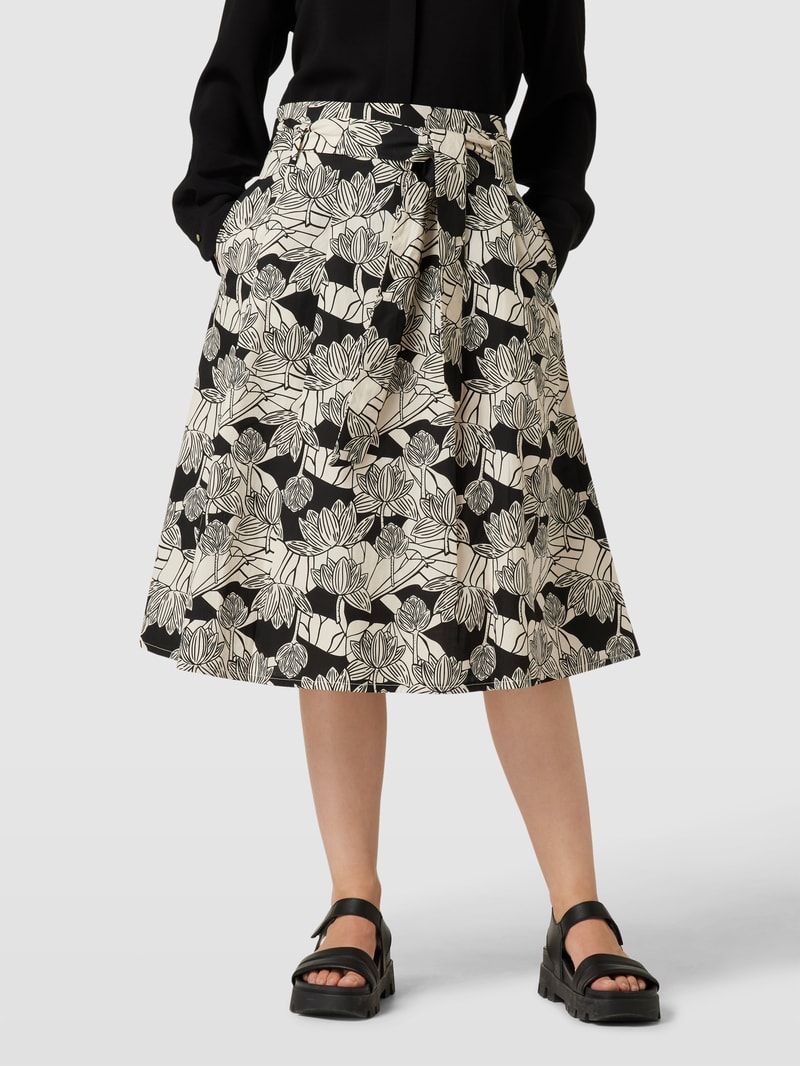 Midirock mit Allover-Print in beige