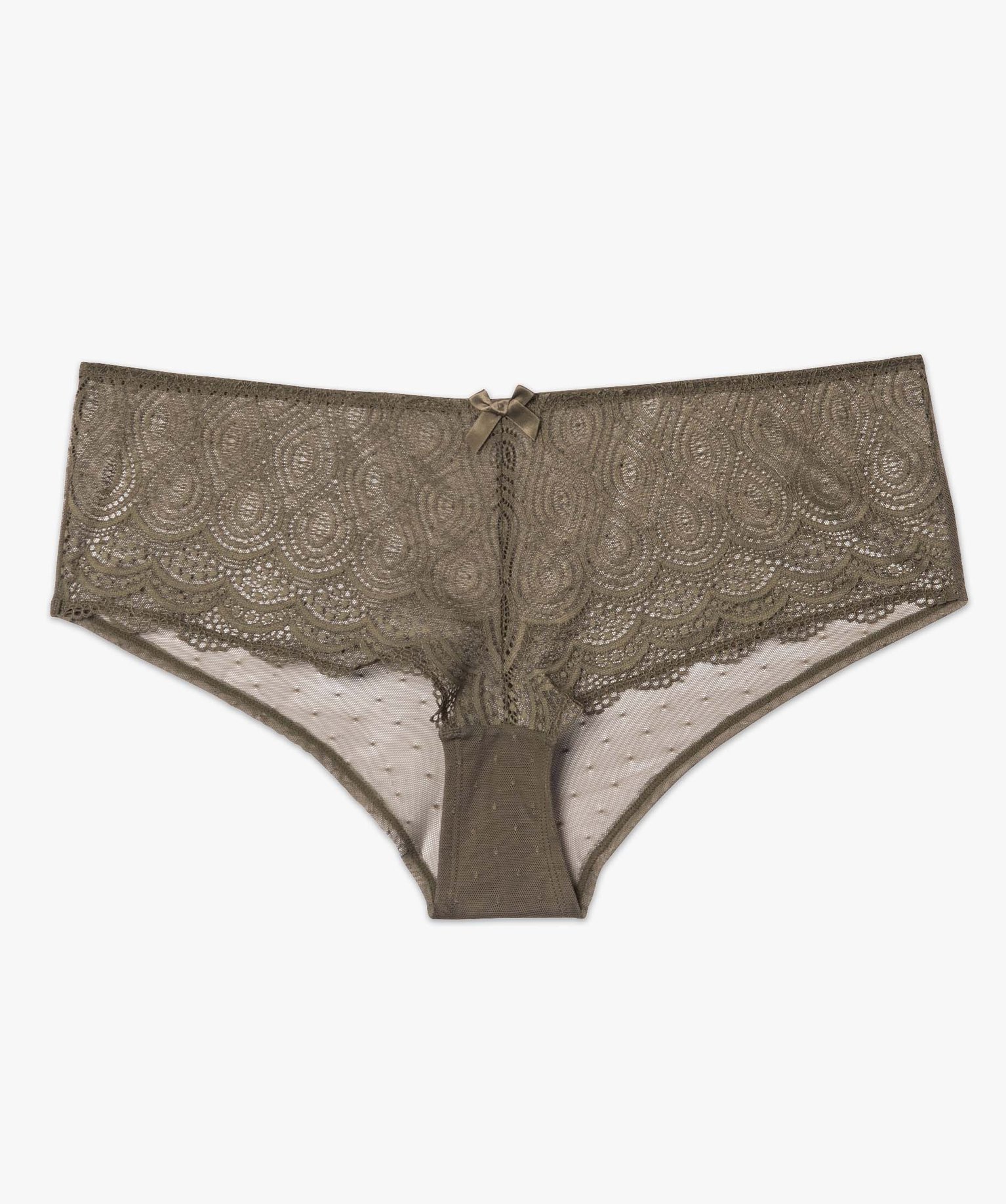 Shorty en dentelle et tulle femme grande taille kaki | GEMO