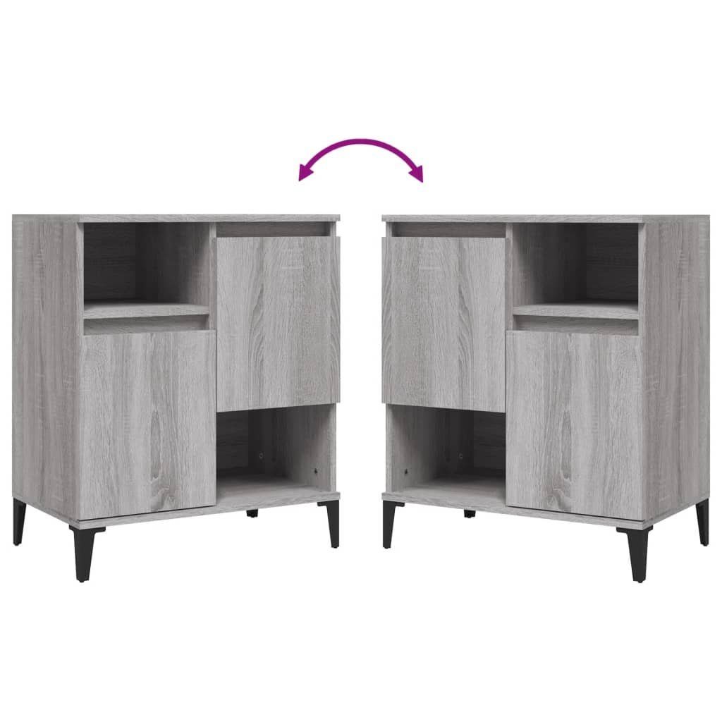 vidaXL Anrichte Sideboards 3 Stk Grau Sonoma 60x35x70 cm Holzwerkstoff