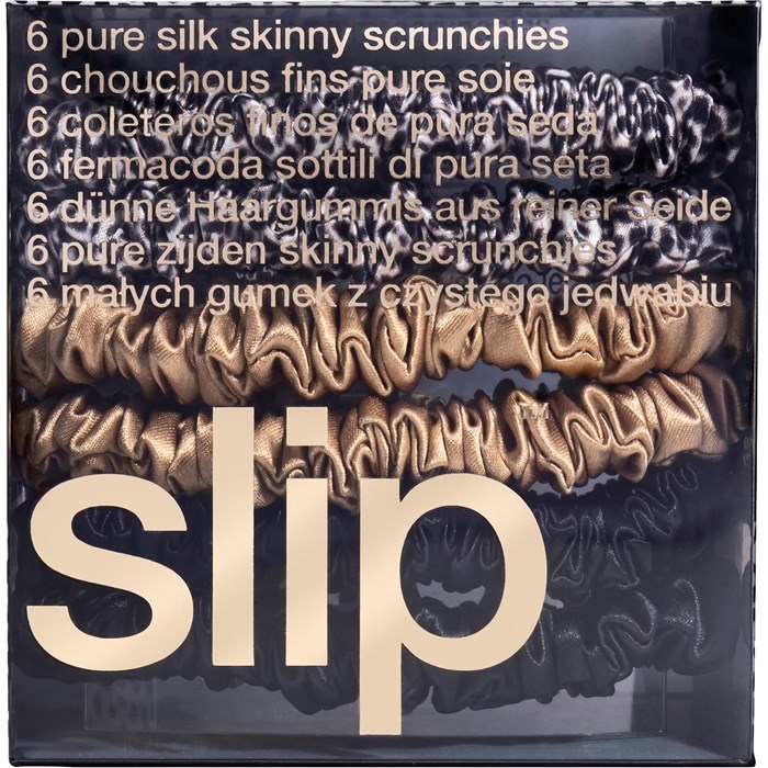 Pure Silk Skinny Hair Scrunchies Leopard Mix