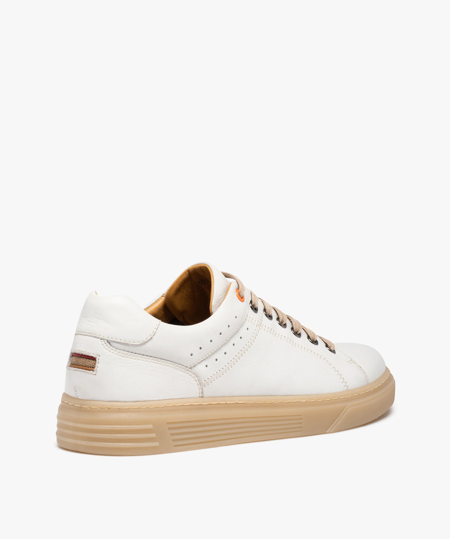 Baskets homme dessus cuir uni et lacets contrastés – Tanéo blanc | GEMO