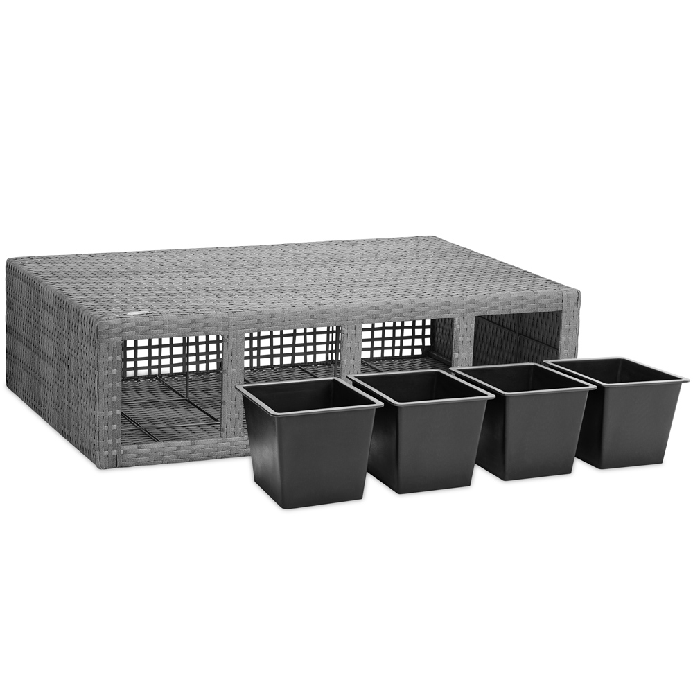 Casaria Blumenkasten Polyrattan 4er 95x60x27cm grau