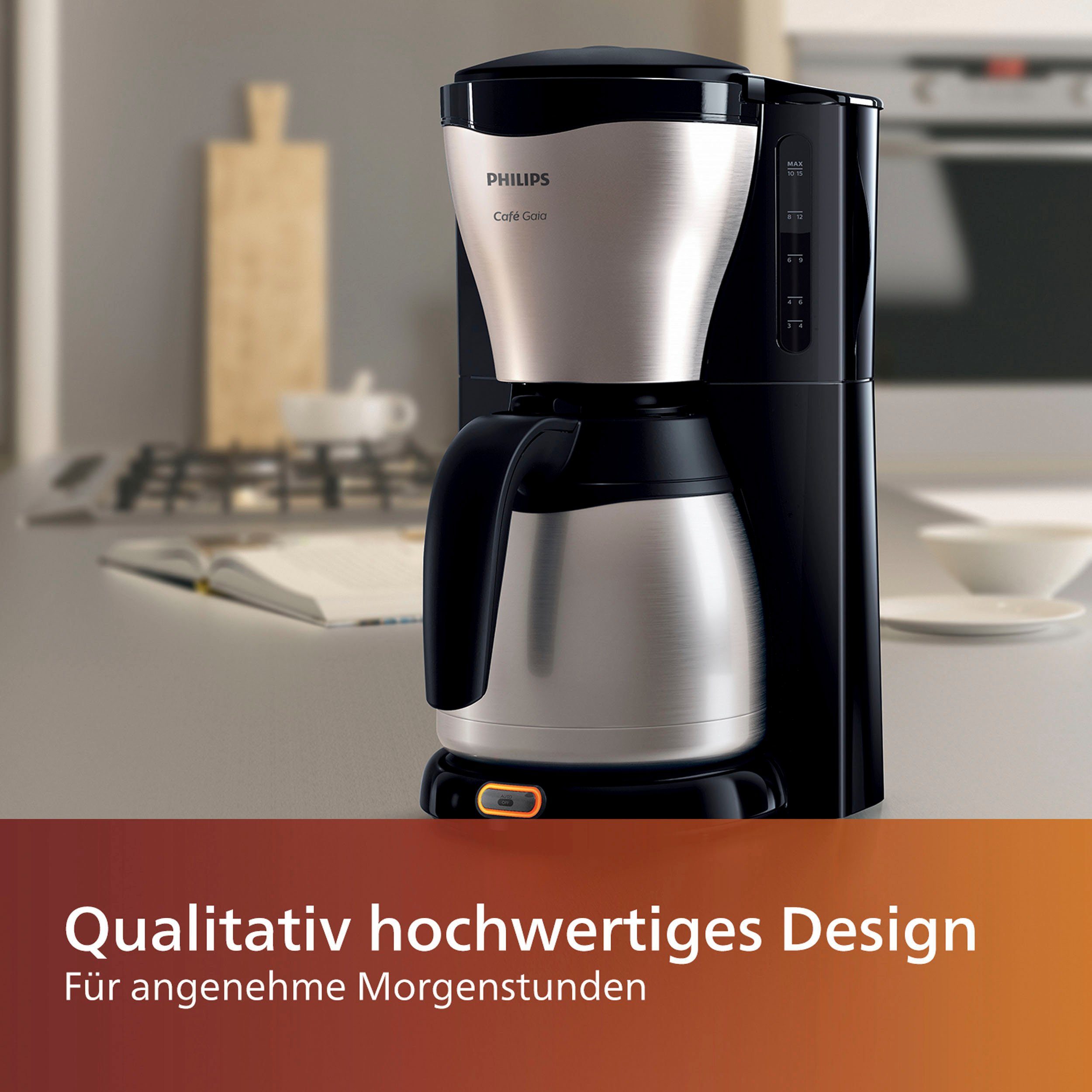 Philips Filterkaffeemaschine HD7546/20, 1,2l Kaffeekanne, 1x4, mit Thermokanne, Tropfstopp und Abschaltfunktion
