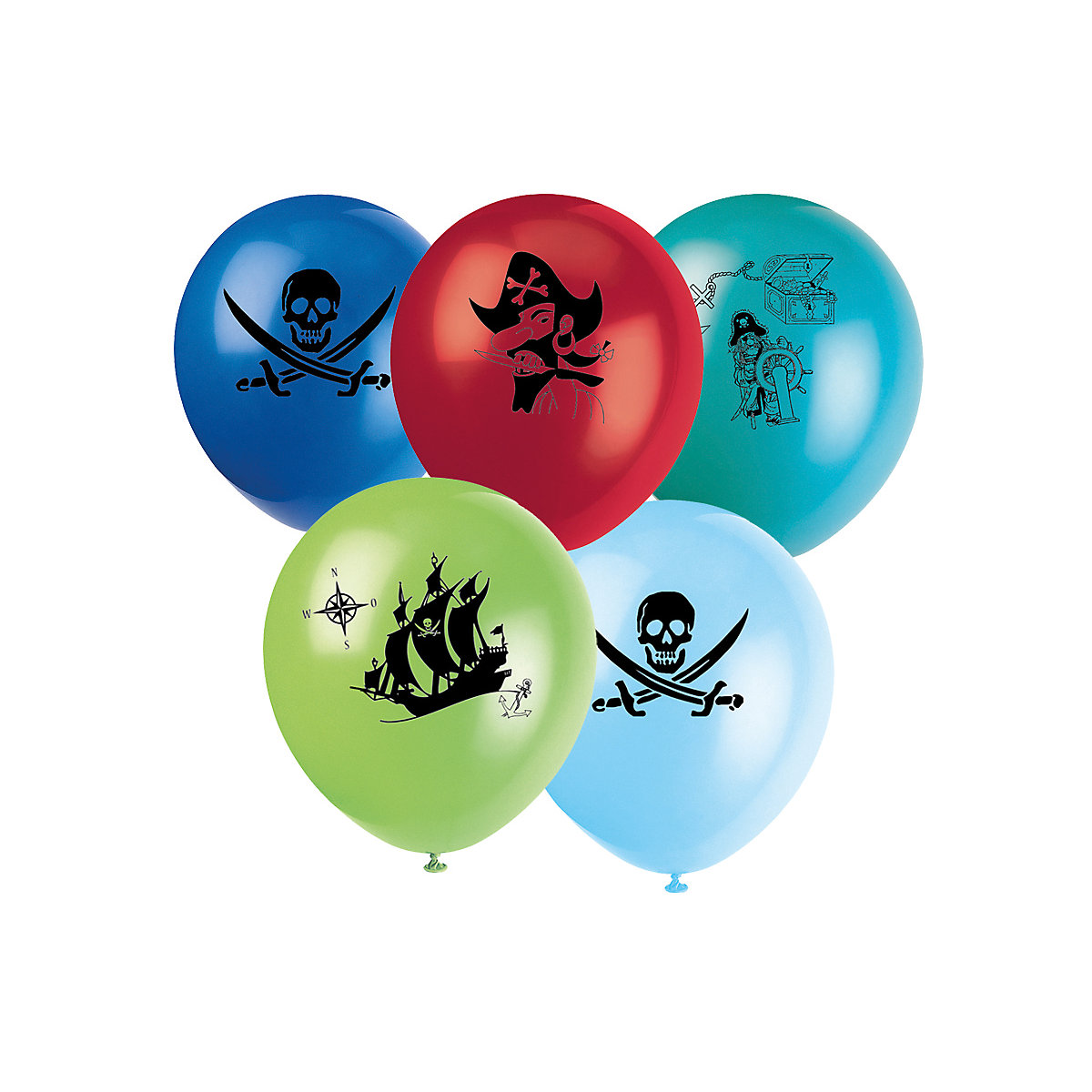 Luftballons Piratenschatz, Latex, 25 cm, 8 Stück