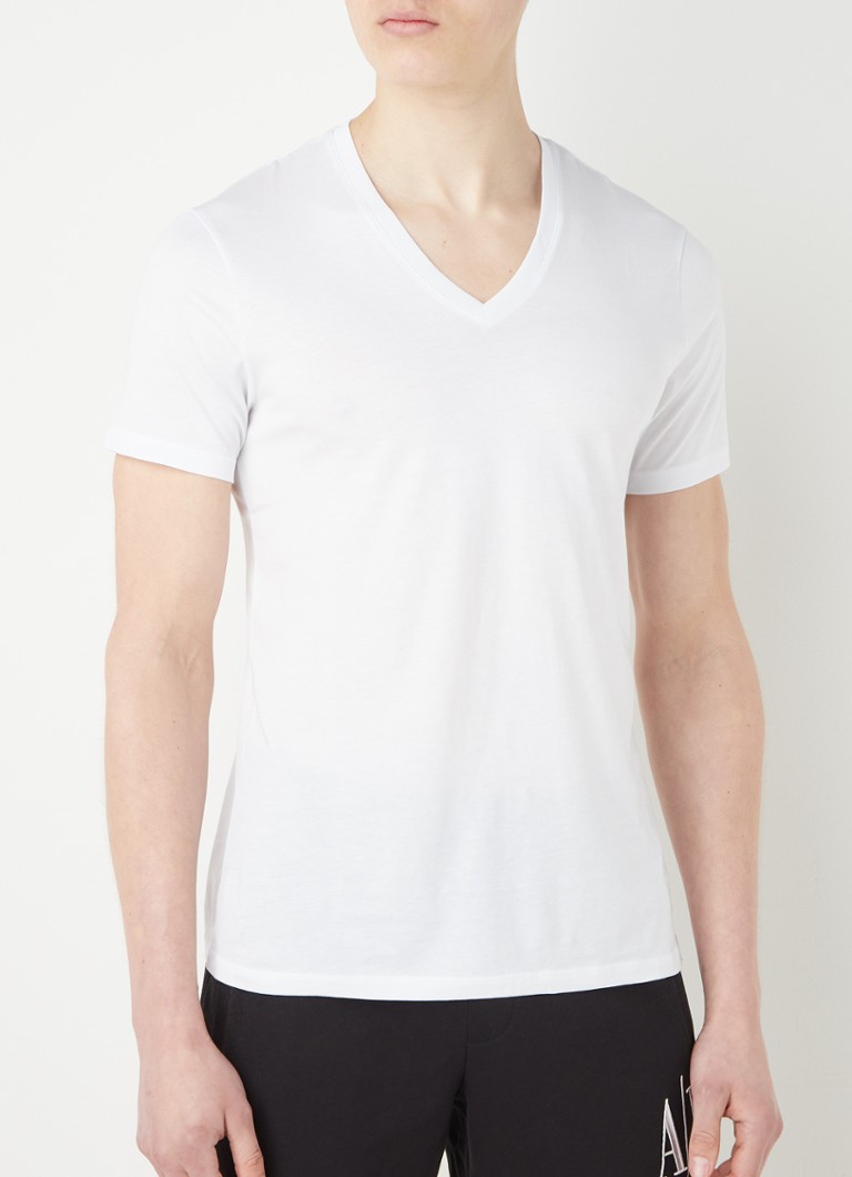 Tricou Armani Exchange Pima din bumbac cu guler în V