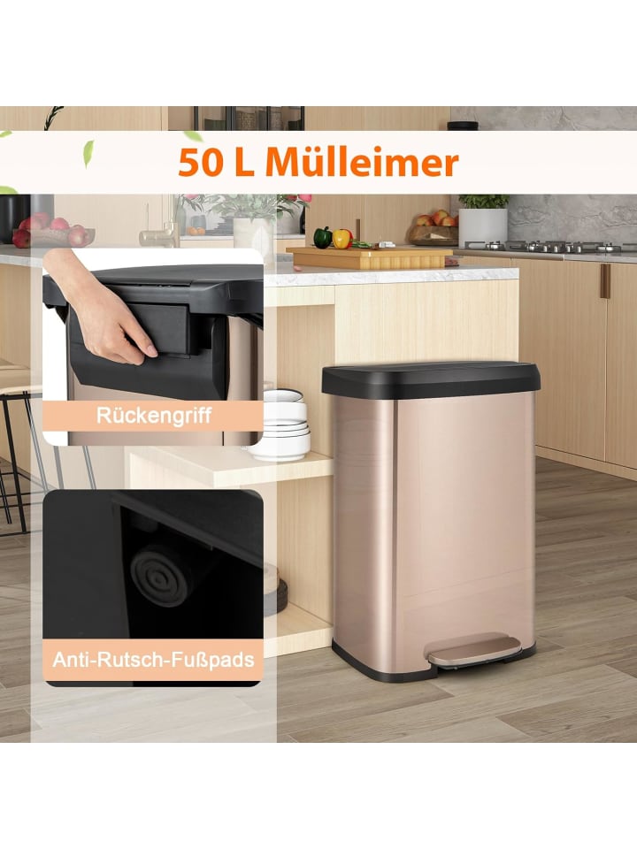 COSTWAY Mülleimer 50L in Gold günstig kaufen 41 cm