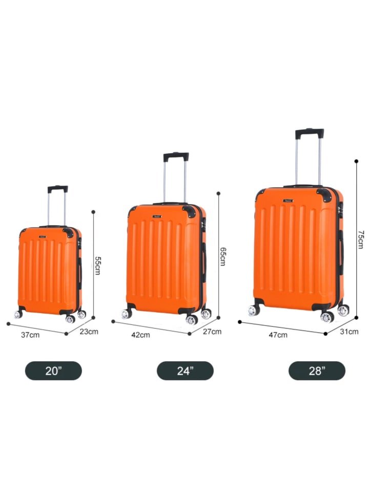 Cheffinger Reisekoffer Koffer 3 tlg Hartschale Trolley Set Kofferset Handgepäck in Orange günstig kaufen onesize