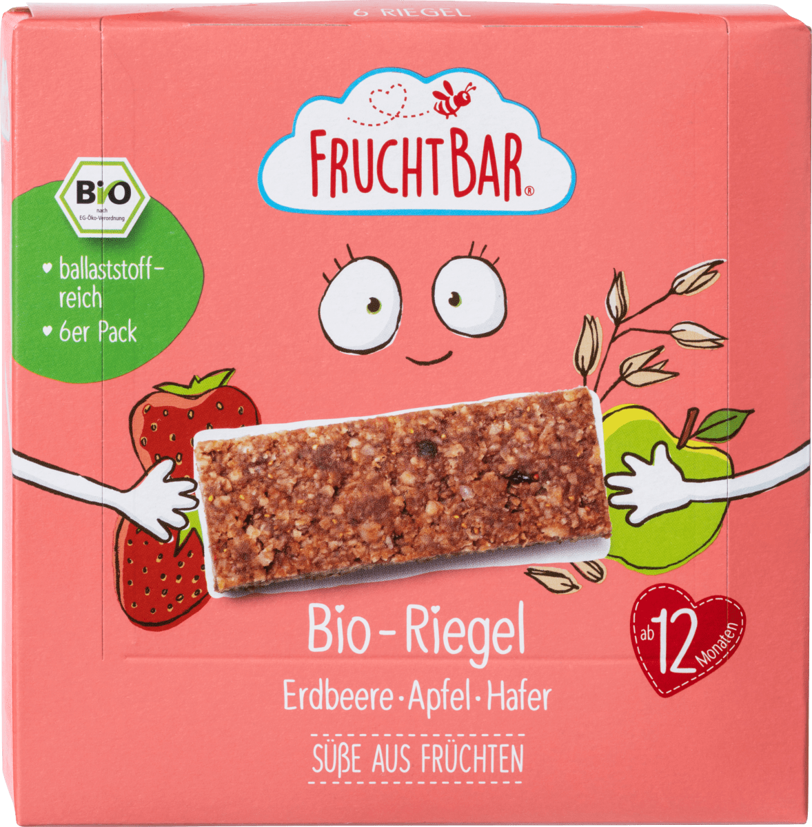 Fruchtriegel Erdbeere, Apfel, Hafer ab 12 Monaten (6x23 g), 138 g