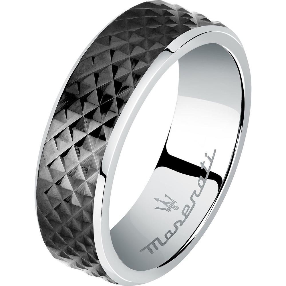 Maserati Bague pour hommes Acier inoxydable noir Bague