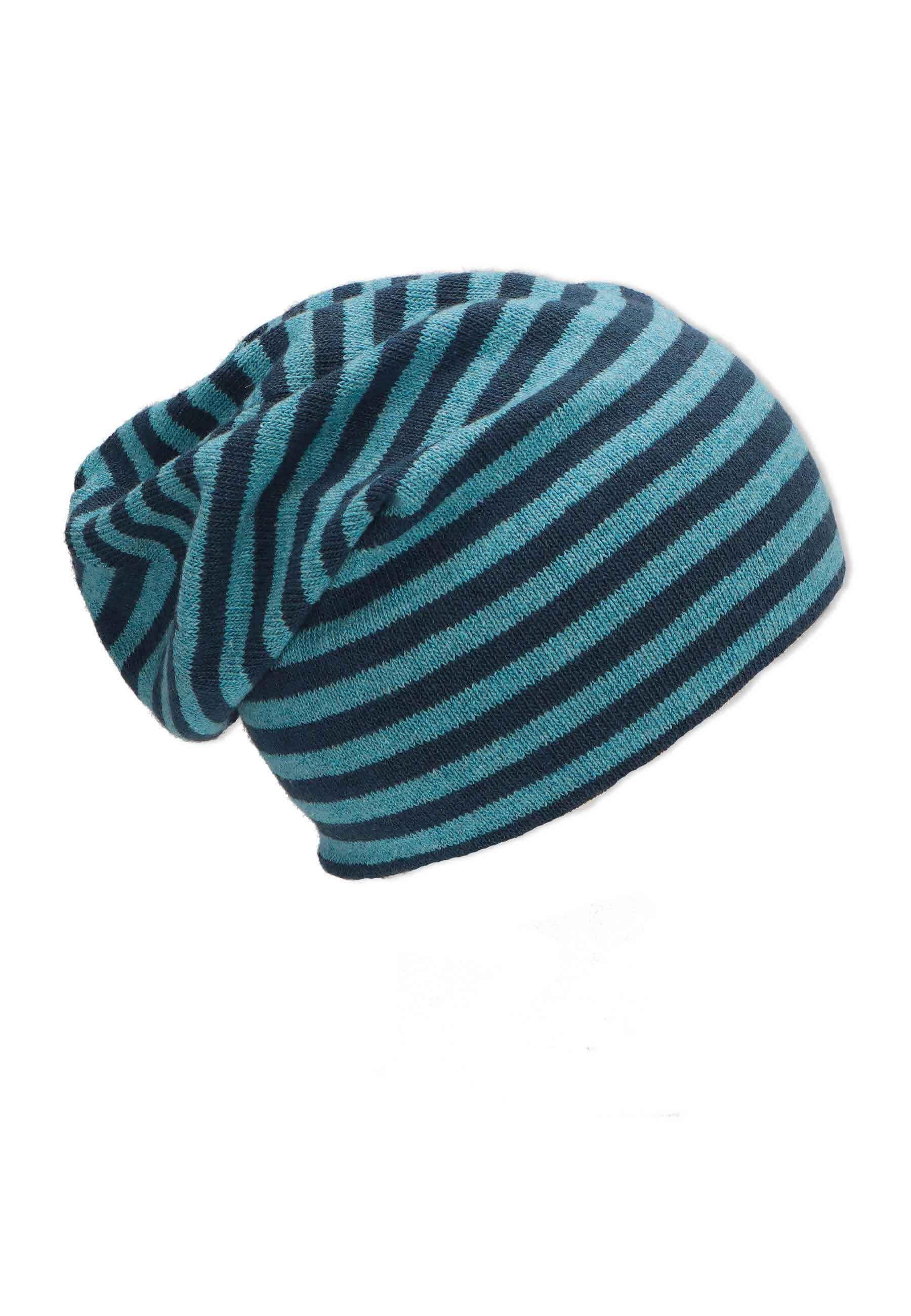Slouch-Beanie aus Baumwollmischgewebe mit Streifen