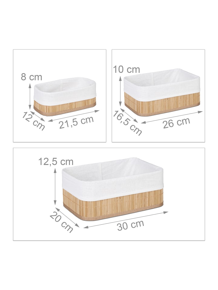 relaxdays 3x Aufbewahrungskorb Bad in Natur günstig kaufen onesize
