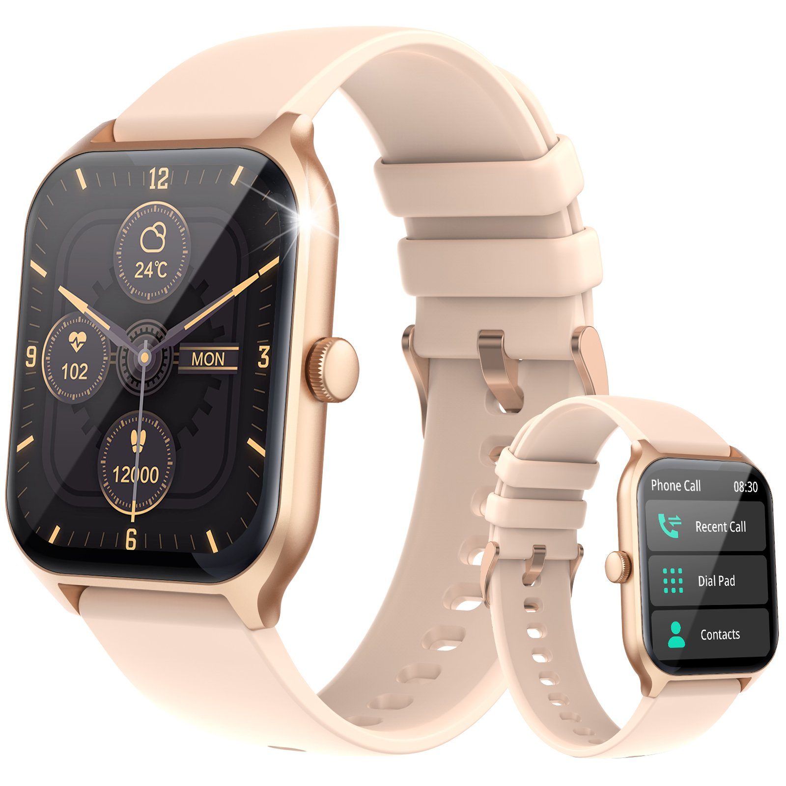 Yuede Smartwatch,Neueste 1,96-Zoll-Fitness-Smartwatch für Damen Herren Smartwatch (Bluetooth 5.2 Anruffunktion, Uhr mit Schrittzähler, Pulsuhr, Blutdruckmessung und Sauerstofffunktion( SpO2) , Zoll), IP67 Wasserdichte Sportuhr mit 100 Trainingsmodi,