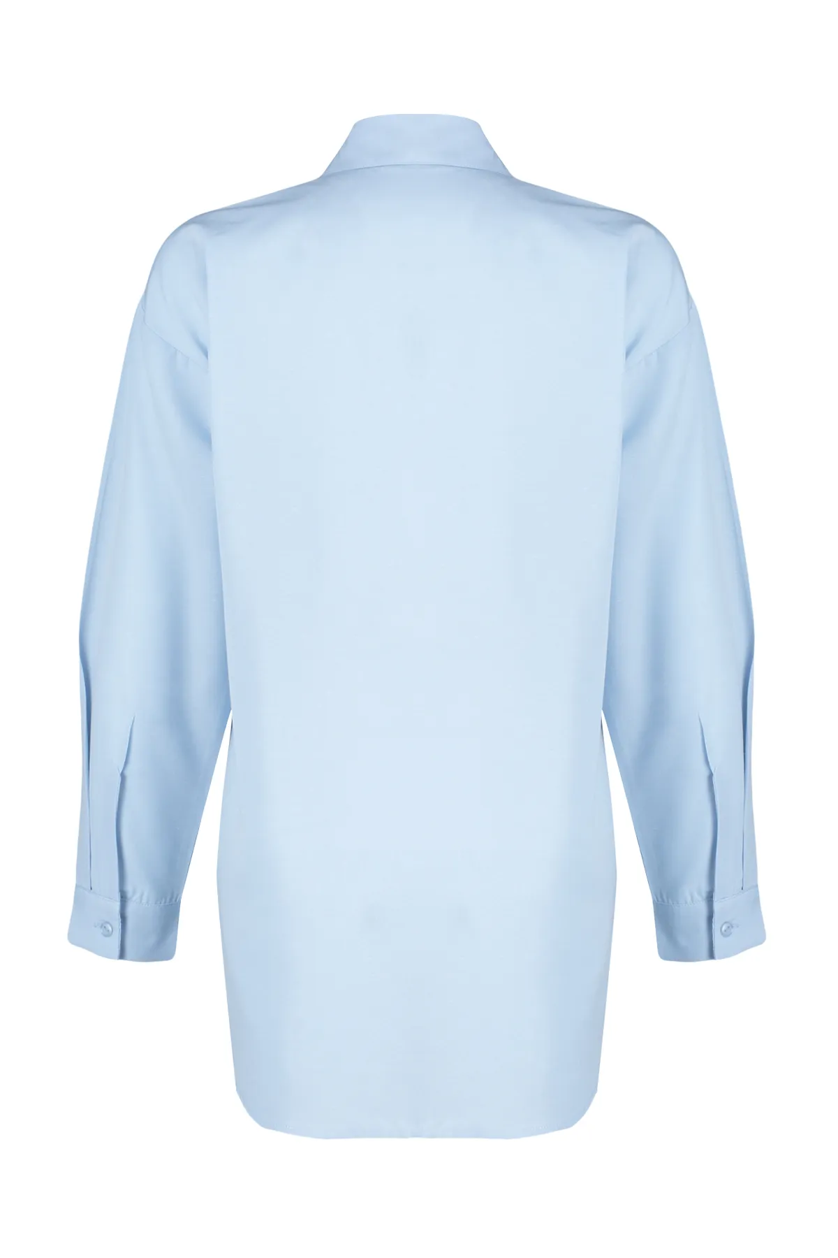 Trendyol Modest  Blaues, perlmuttfarbenes, gewebtes Baumwollhemd TCTSS24TG00032