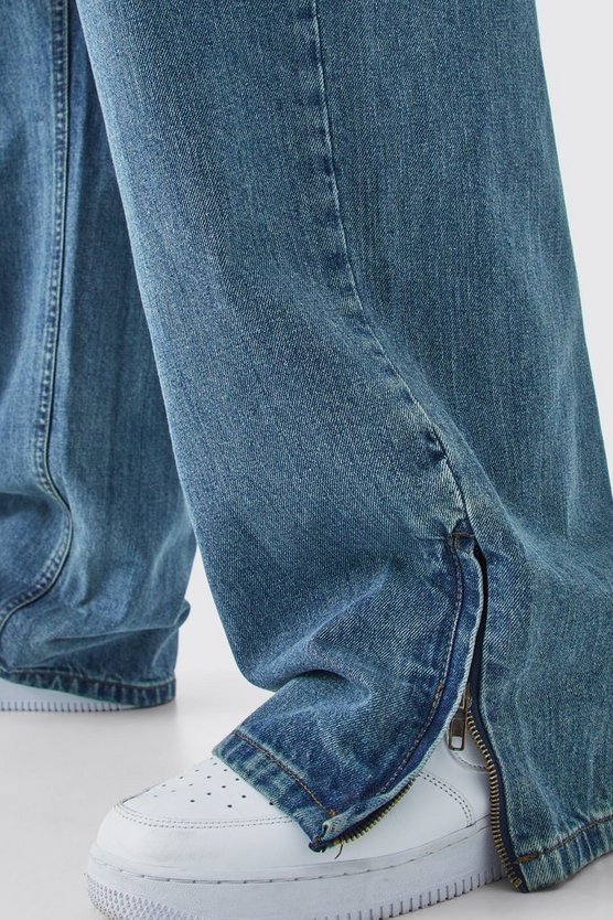 Plus lockere Jeans mit Reißverschluss-Saum