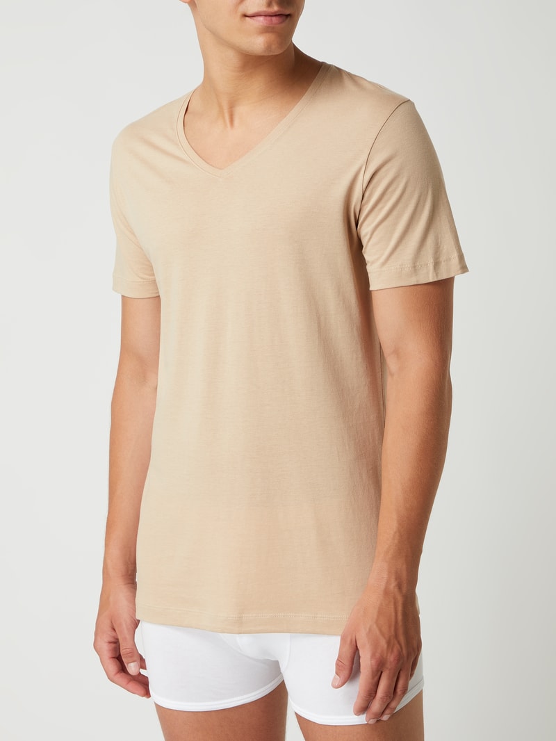 Body Fit T-Shirt aus Pima-Baumwolle im 2er-Pack in beige