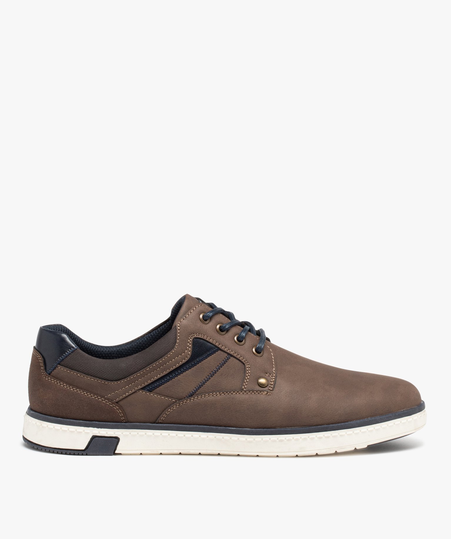 Derbies style tennis à semelle contrastée homme marron | GEMO