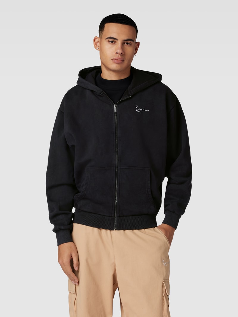 Sweatjacke mit Label-Stitching in black