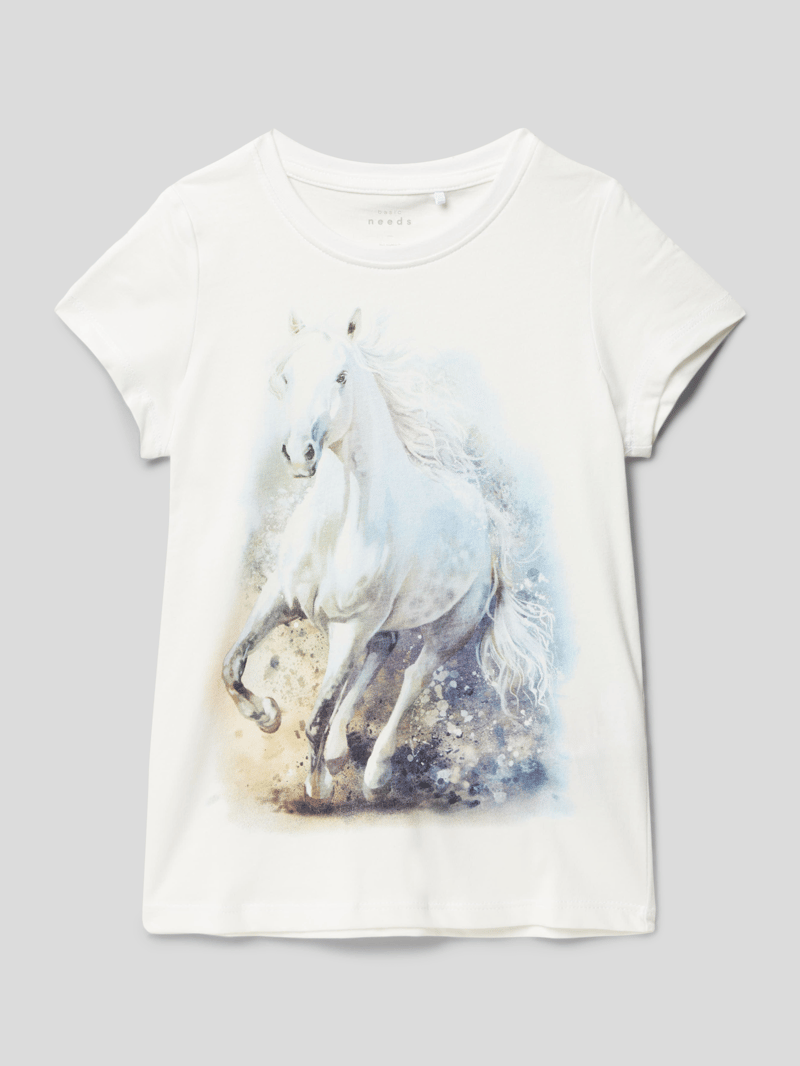 T-Shirt mit Motiv-Print Modell 'FRO' in weiß