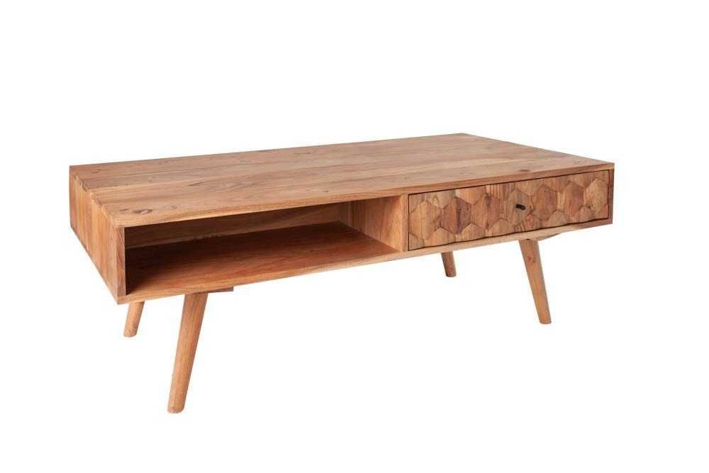 riess-ambiente Couchtisch MYSTIC LIVING 100cm natur (Einzelartikel, 1-St), Wohnzimmer · Massivholz · Stauraum · Metall · Akazie · Retro Design